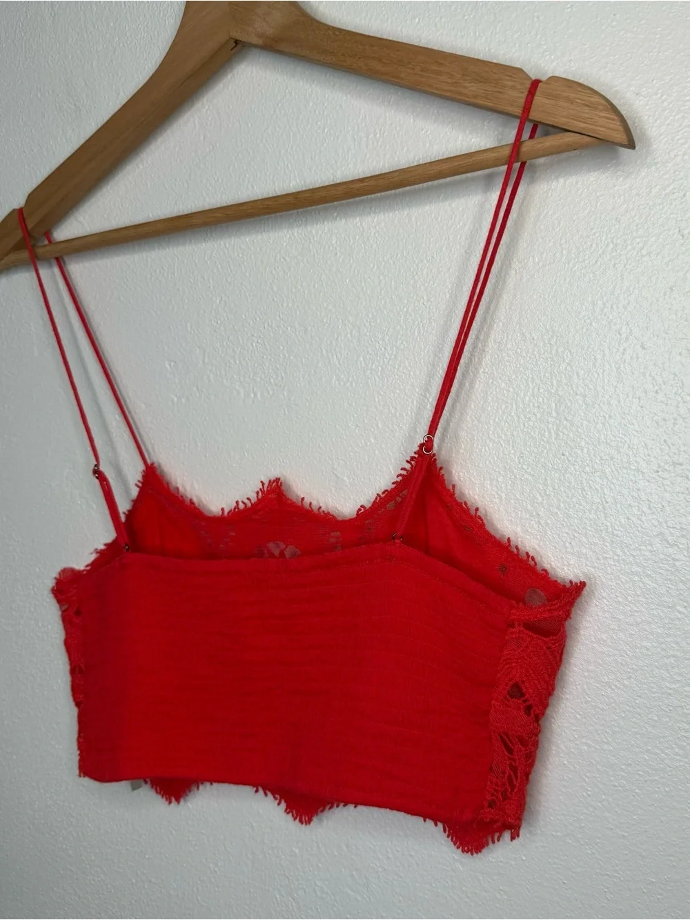 Free People One Athena Red Lace Bralette Boho Gypsy Festival Size Small